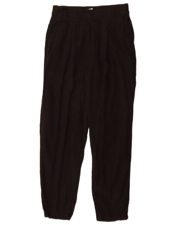Marks & Spencer Damen Chino-Hose mit Pegged, UK 8, Größe S, W26, L29, Schwarz, Flachs
