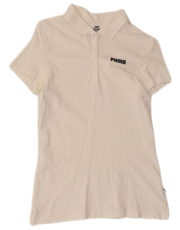 Puma Damen Poloshirt UK 10 Small Weiße Baumwolle
