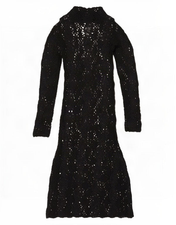 Zara Damen Häkelpullover UK 12 Mittelschwarze Viskose