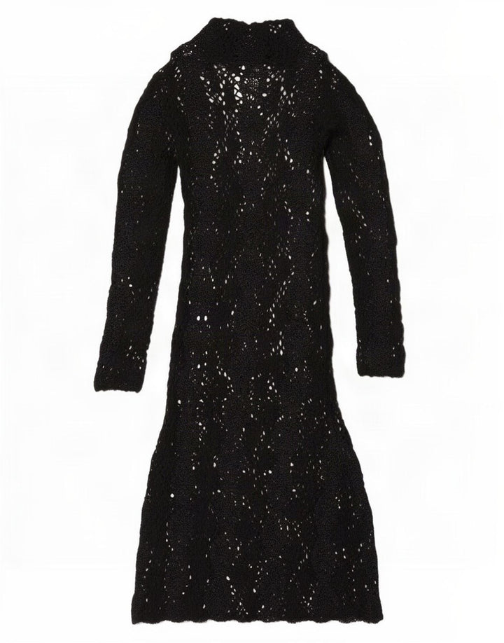 Zara Damen Häkelpullover UK 12 Mittelschwarze Viskose