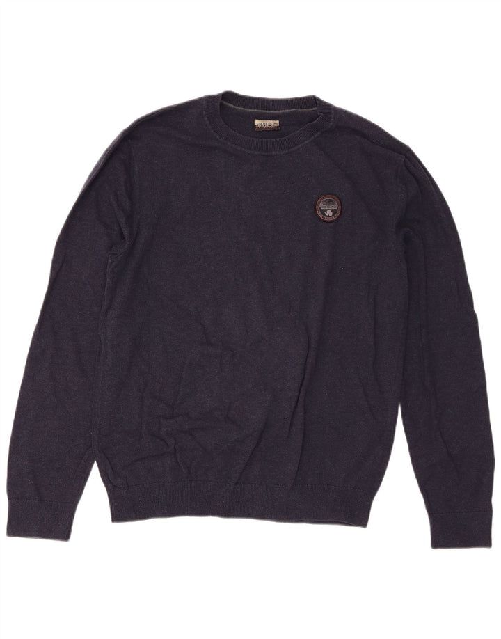 Napapijri Herren-Pullover mit normaler Passform und Rundhalsausschnitt, Mittelmarineblau