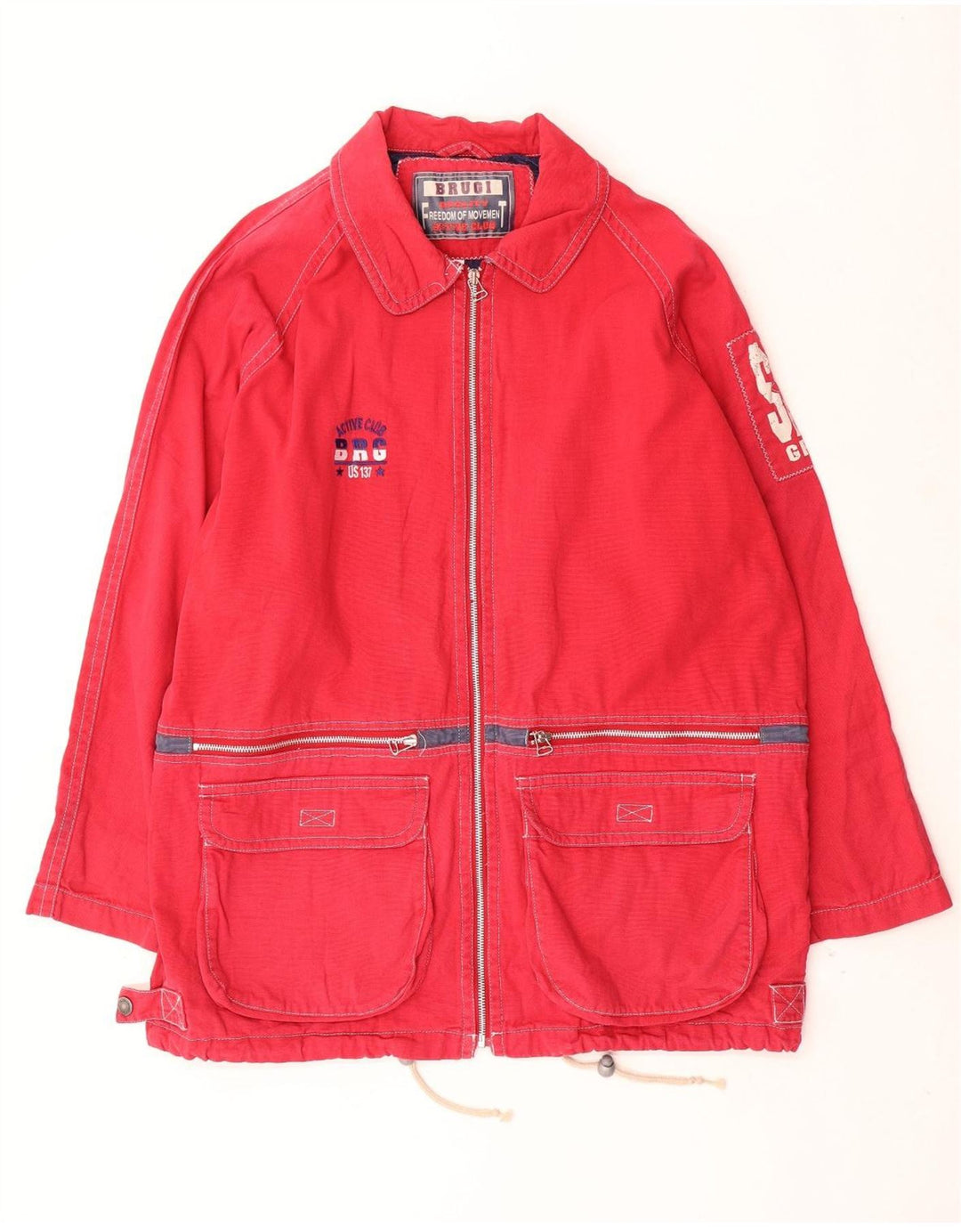 Brugi Herren Graphic Utility Jacke IT 52 XL Rote Baumwolle