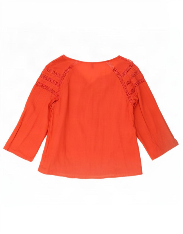 Benetton Damen-Blusenoberteil mit 3/4-Ärmeln, Größe S, Orange, geometrisch