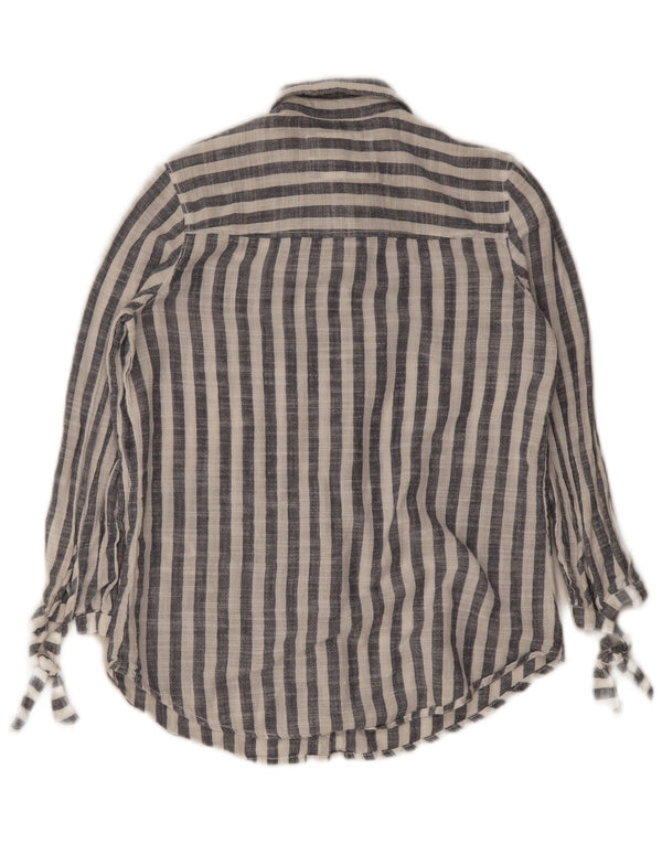 Abercrombie & Fitch Damen-Hemd mit 3/4-Ärmeln, UK 6, XS, Marineblau gestreift