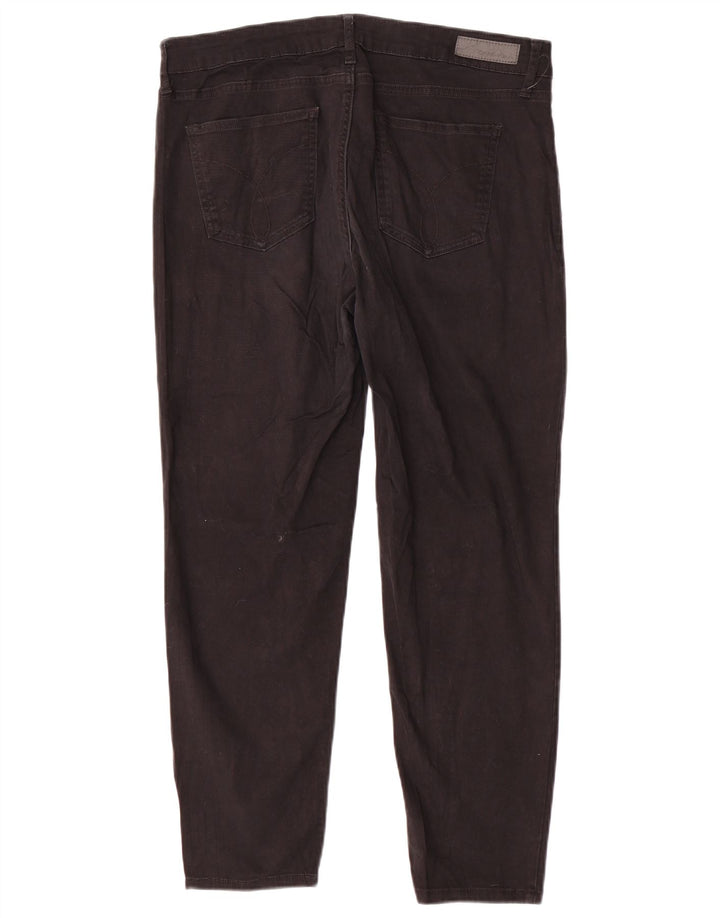 CALVIN KLEIN Damen Skinny Freizeithose US 14 XL W34 L26 Schwarze Baumwolle