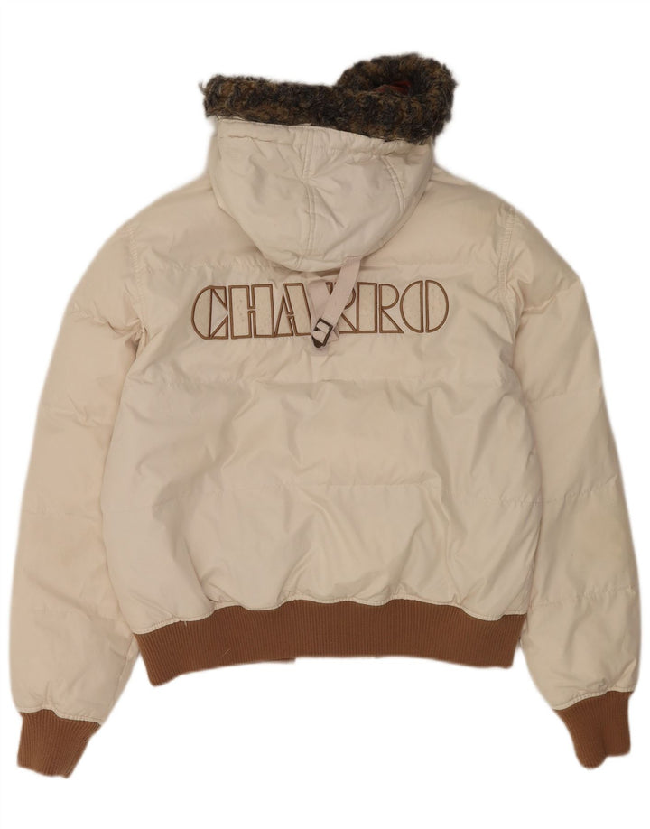Charro Mens Graphic Hooded Wattierte Jacke UK 36 Small Weiß Polyester