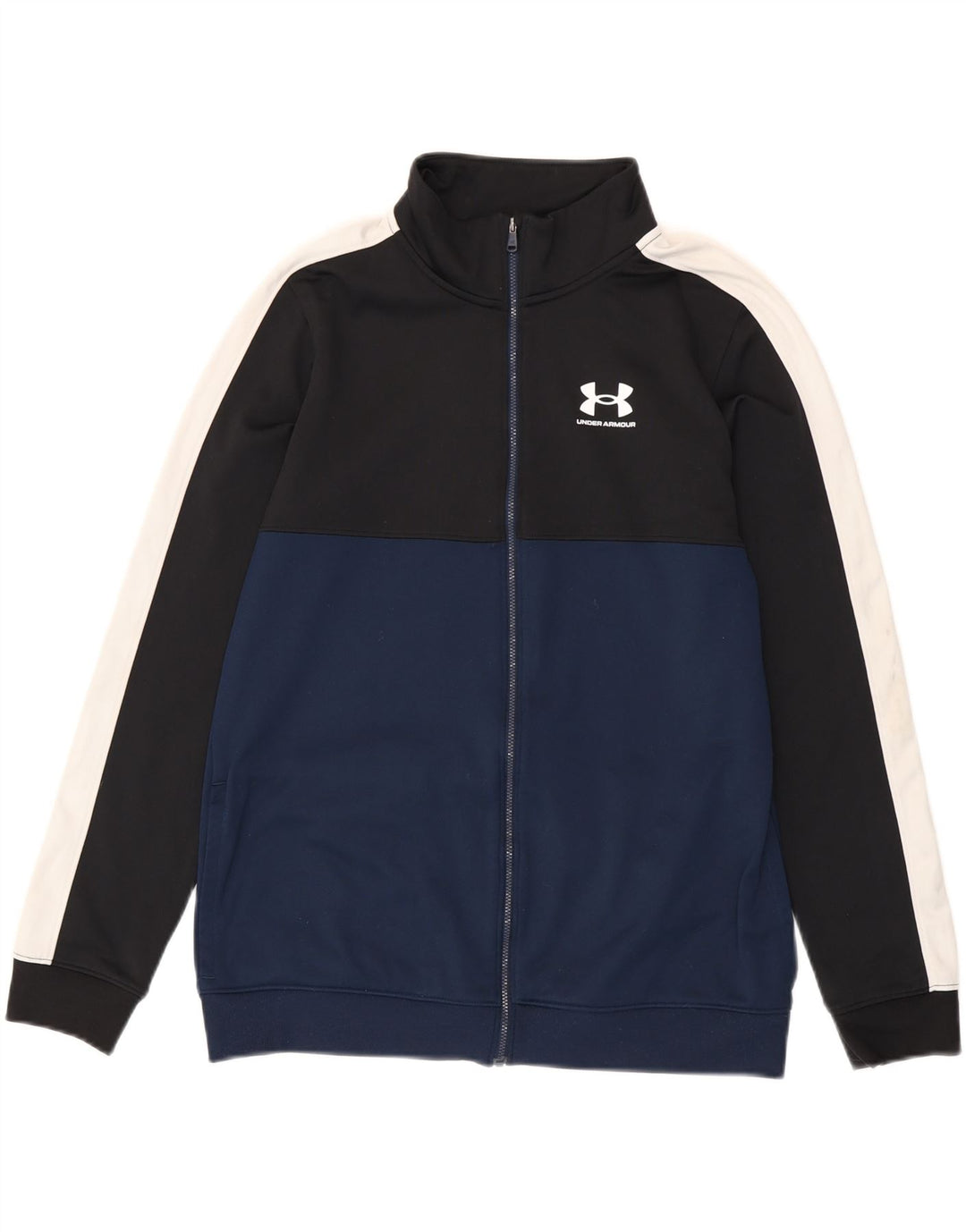 UNDER ARMOUR Boys Tracksuit Top Jacket 13-14 Years XL Navy Blue Vintage Under Armour and Second-Hand Under Armour from Messina Hembry 