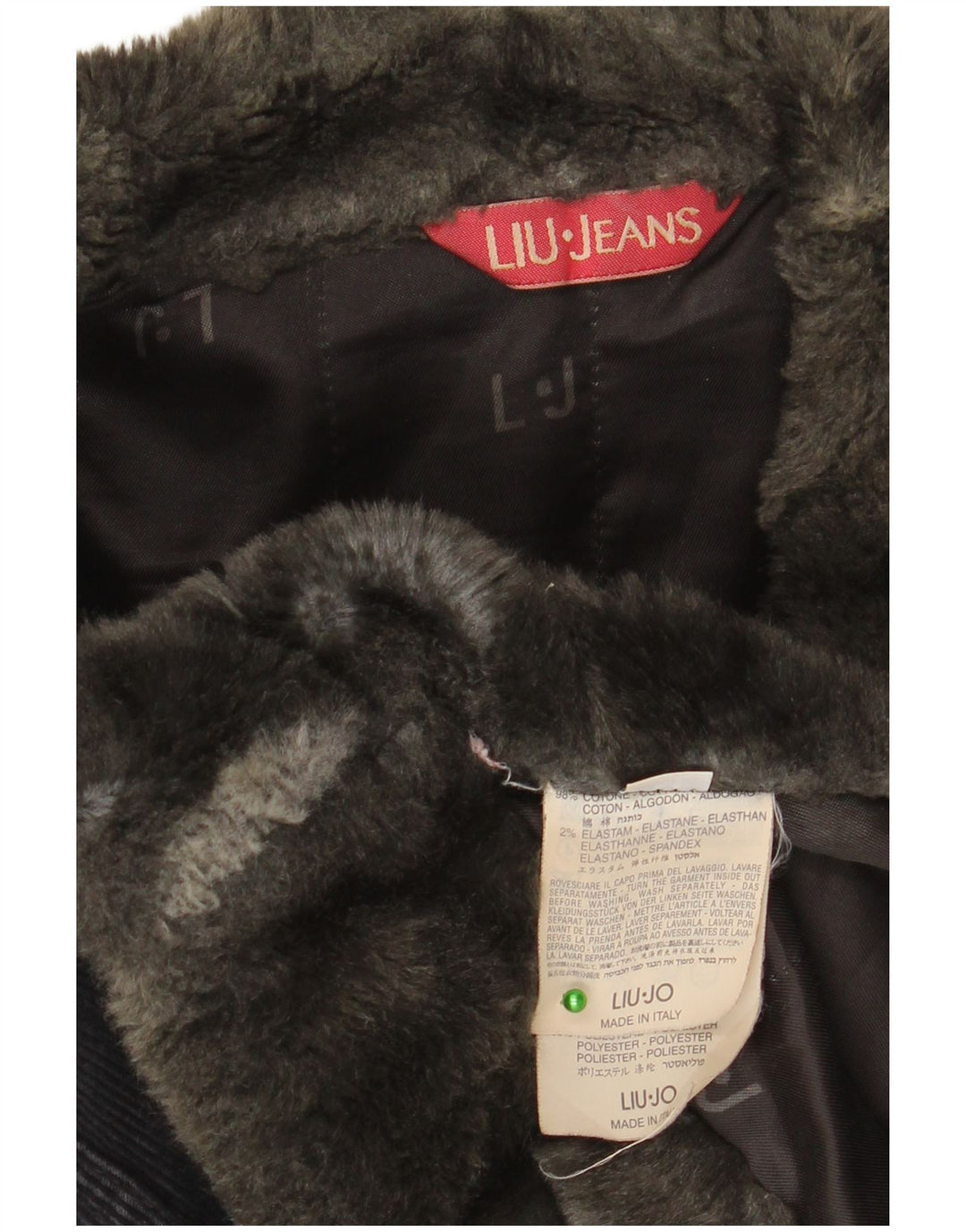 Liu Jo Damen Cordjacke UK 14 Mittelgraue Baumwolle