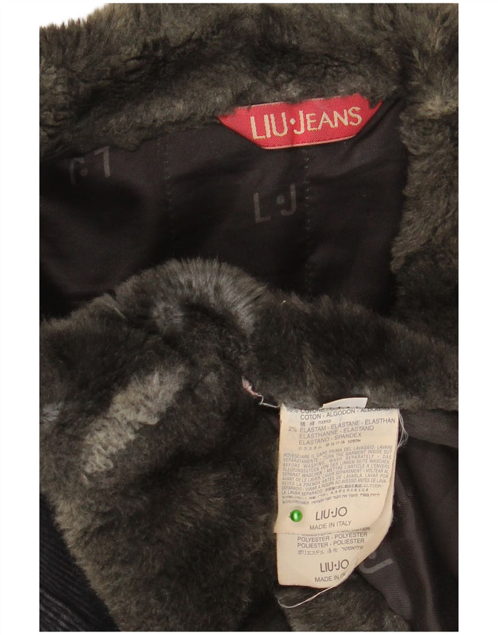 Liu Jo Damen Cordjacke UK 14 Mittelgraue Baumwolle