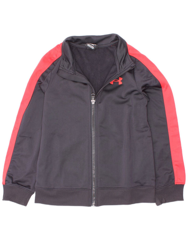 Under Armour Jungen-Trainingsanzug-Top-Jacke, 6–7 Jahre, schwarzes Farbblockdesign