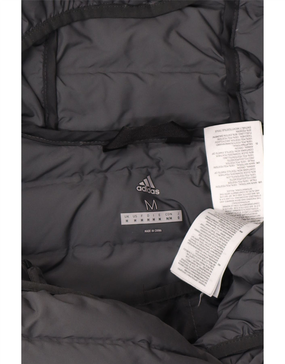 ADIDAS Herren-Kapuzenjacke, wattiert, UK 38, mittelgrau, Polyester