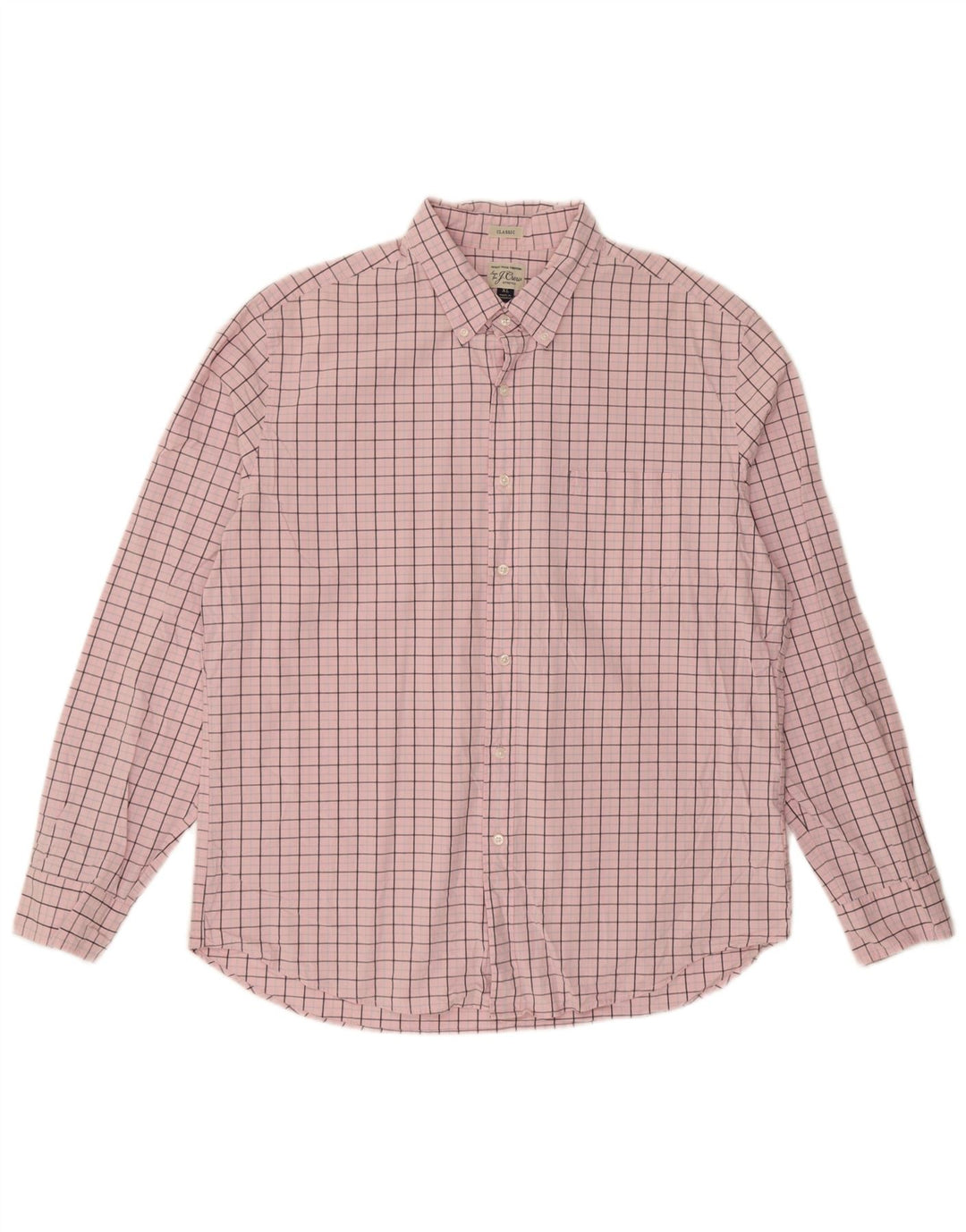 J. Crew Herren-Hemd mit klassischer Passform, XL, rosa kariert, Baumwolle