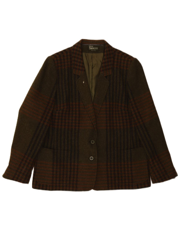 Resi Hammerer Damen 2-Knopf-Blazer-Jacke IT 44 Medium Khaki Check Wool