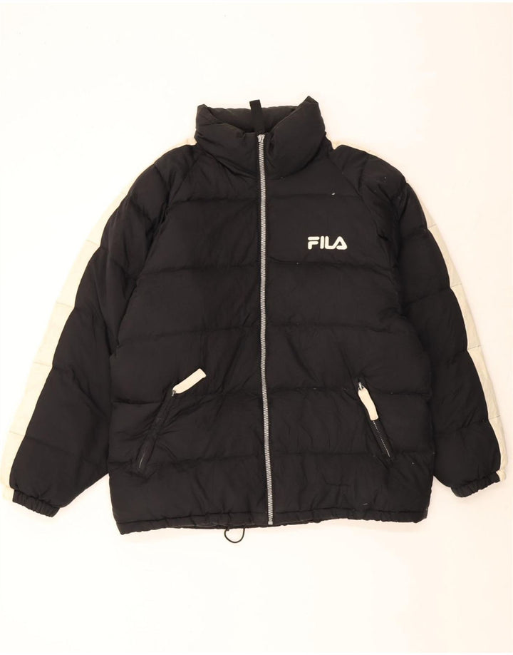 Fila Herren Wattierte Jacke UK 40 Large Schwarz Colourblock Polyester