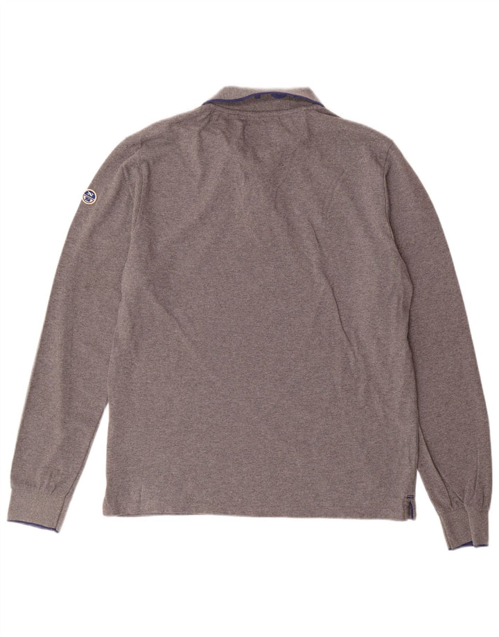North Sails Herren-Langarm-Poloshirt, große graue Baumwolle
