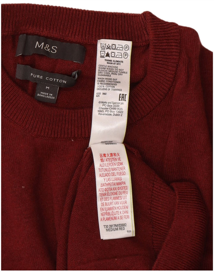 Marks & Spencer Herren-Pullover mit Rundhalsausschnitt, mittlere kastanienbraune Baumwolle
