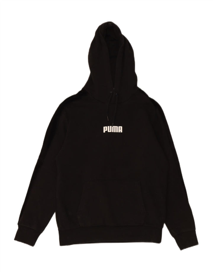 PUMA Mens Graphic Hoodie Jumper Medium Black Cotton Vintage Puma and Second-Hand Puma from Messina Hembry 