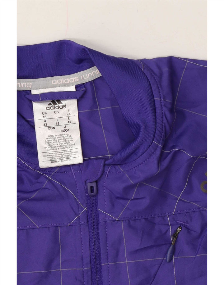 Adidas Damen-Trainingsanzug-Oberteiljacke UK 16 Large Purple Check Polyester