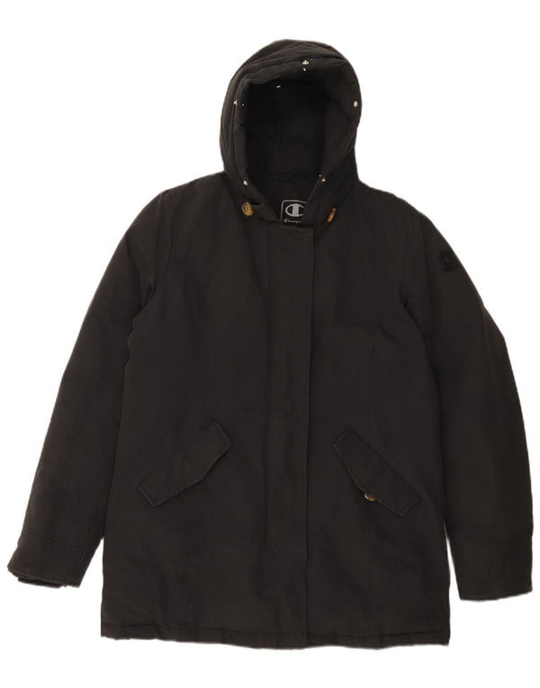 Champion Wattierte Jacke mit Kapuze für Mädchen, 13–14 Jahre, XL, Schwarz