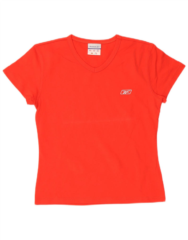 Reebok Damen T-Shirt Top UK 14 Große rote Baumwolle