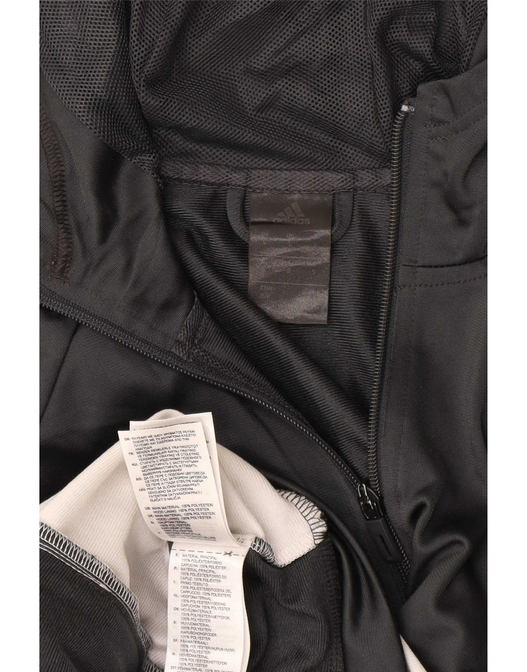 Adidas Herren-Kapuzenpullover mit Reißverschluss, klein, graues Farbblock-Polyester