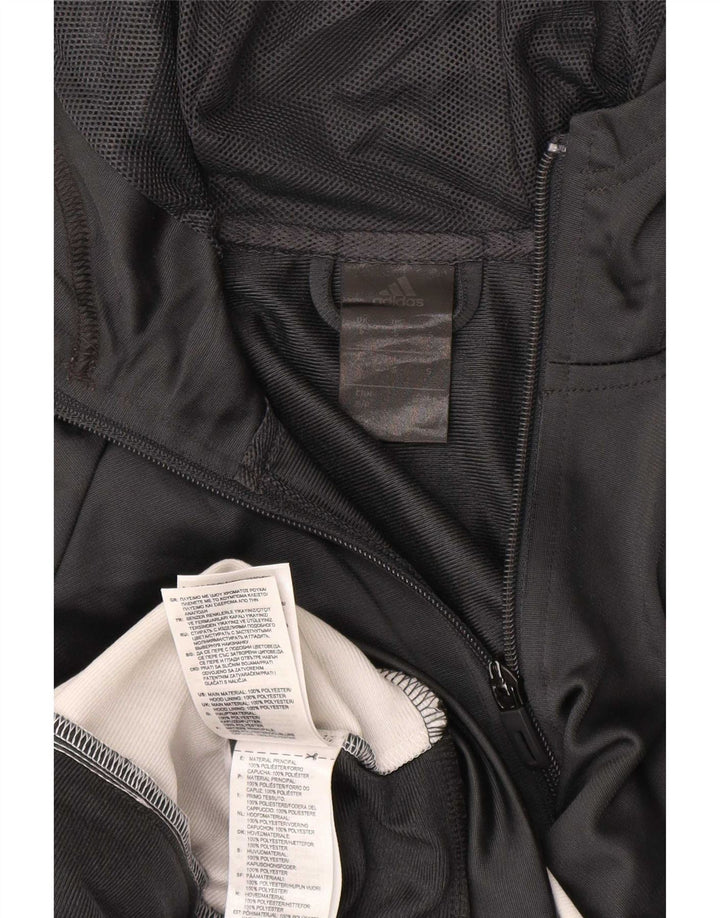 Adidas Herren-Kapuzenpullover mit Reißverschluss, klein, graues Farbblock-Polyester