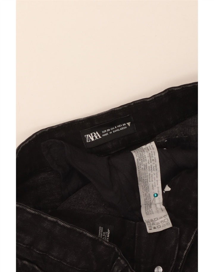ZARA Damen Jeansshorts EU 38 Small W28 Schwarze Baumwolle