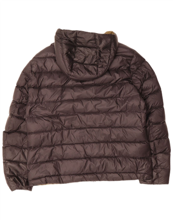 Blauer wattierte Herrenjacke mit Kapuze, UK 44 2XL, schwarzes Polyamid