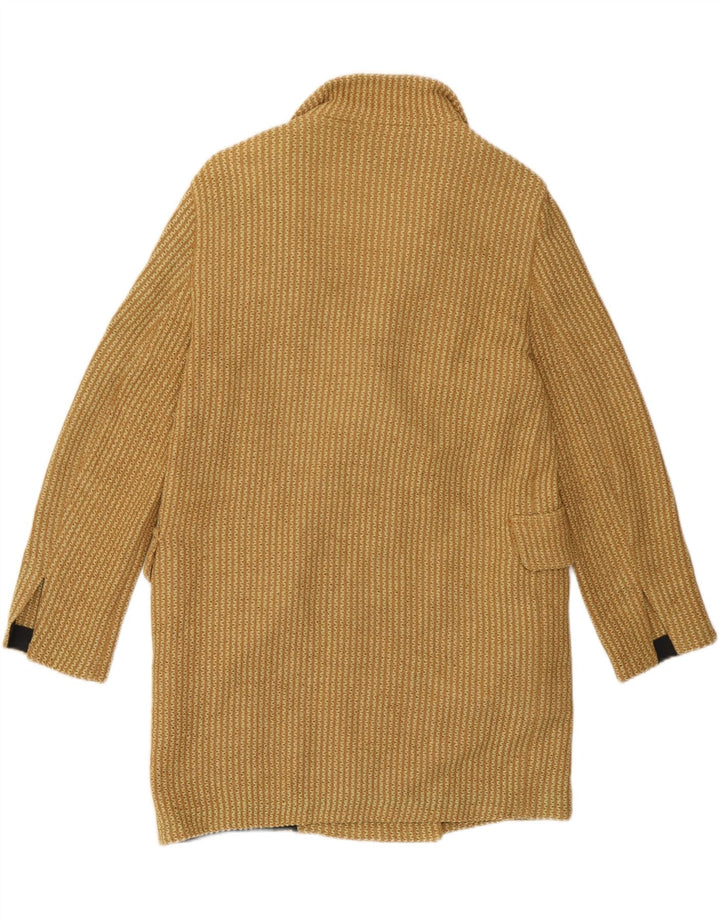 Zara Damen Strick-Zweireihermantel UK 10 Small Gelbe Baumwolle