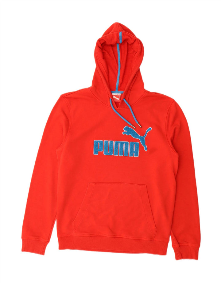 PUMA Mens Graphic Hoodie Jumper Small Red Cotton Vintage Puma and Second-Hand Puma from Messina Hembry 