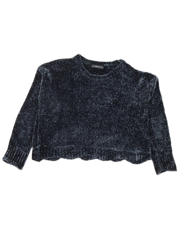 Zara Damen-Pullover, übergroß, bauchfrei, U-Boot-Ausschnitt, Gr. 10, Größe S, Marineblau