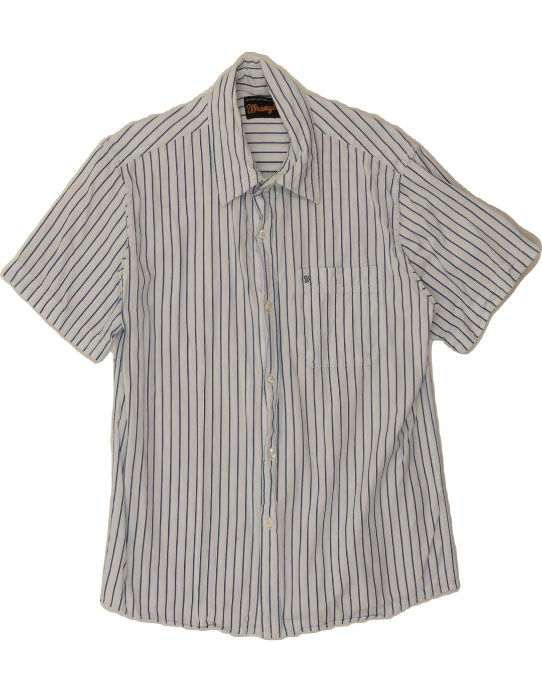 WRANGLER Mens Short Sleeve Shirt Small White Striped Cotton Vintage Wrangler and Second-Hand Wrangler from Messina Hembry 