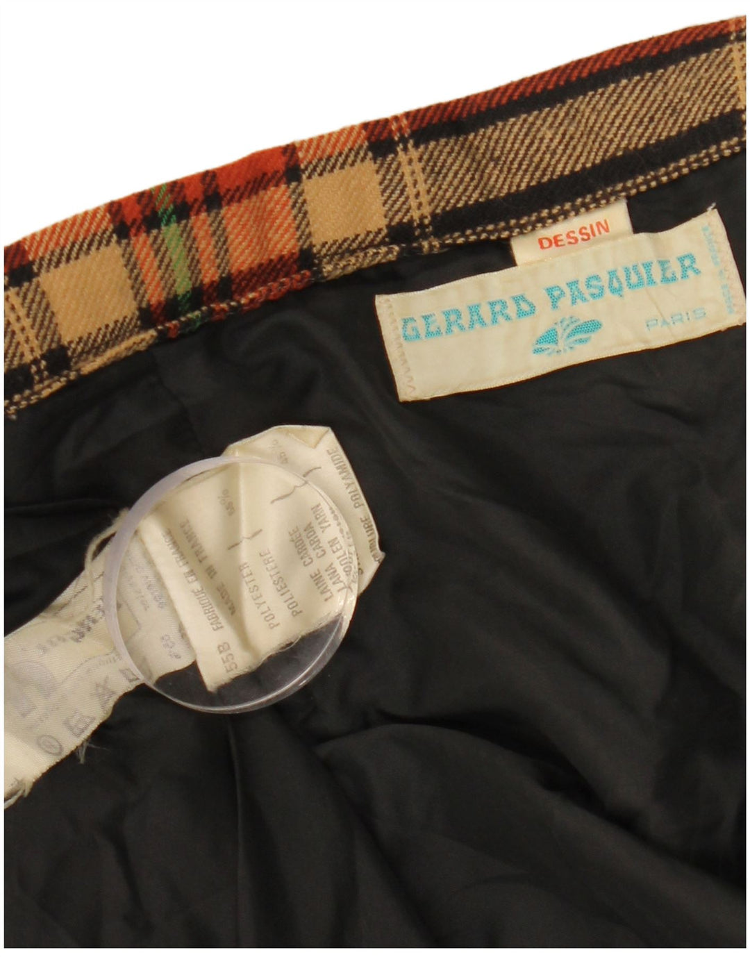 GERARD PASQUIER Damen A-Linienrock W24 XS Schwarz kariertes Polyester