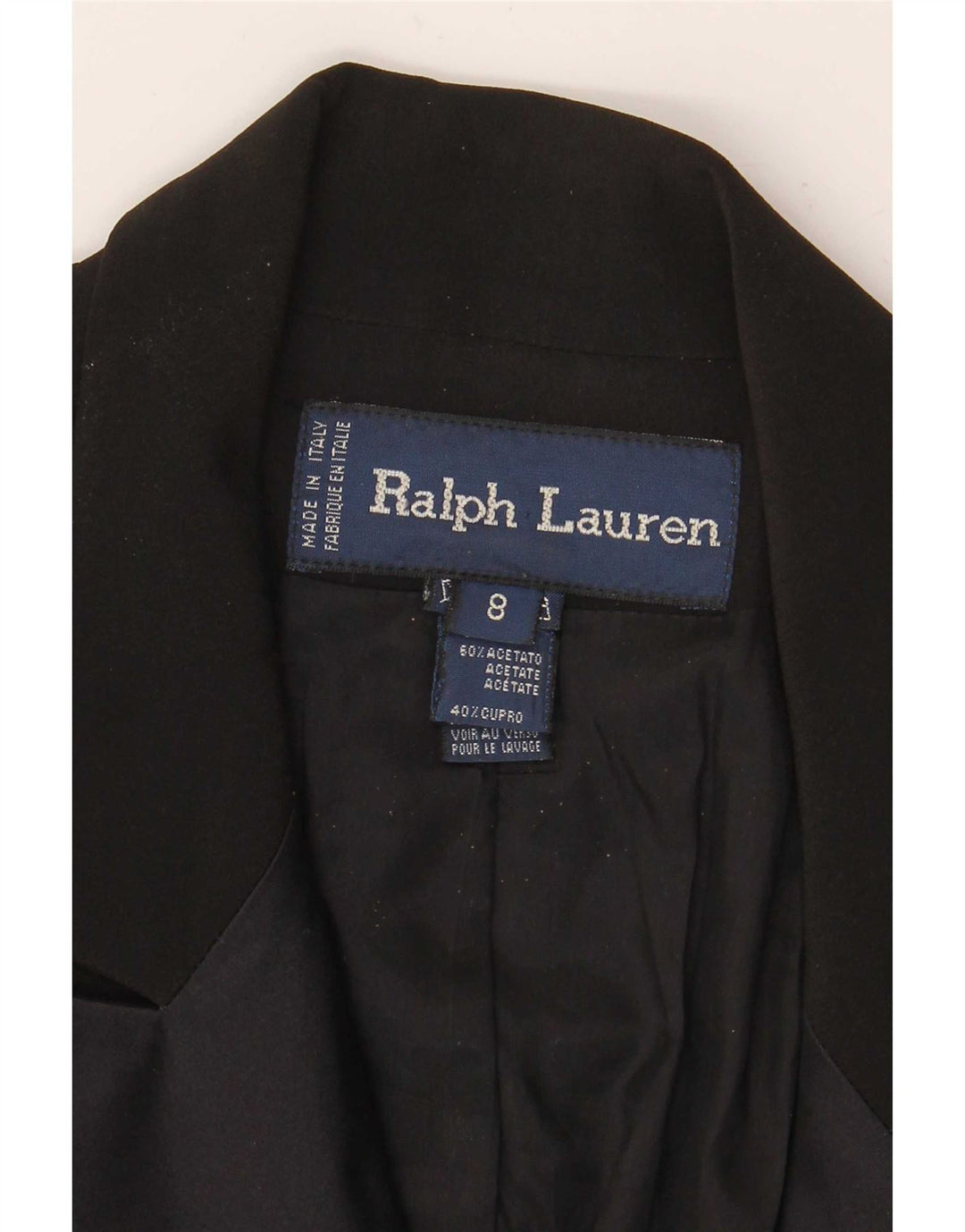 Ralph Lauren Zweireihiger Damenmantel US 8 Mittelschwarzes Acetat