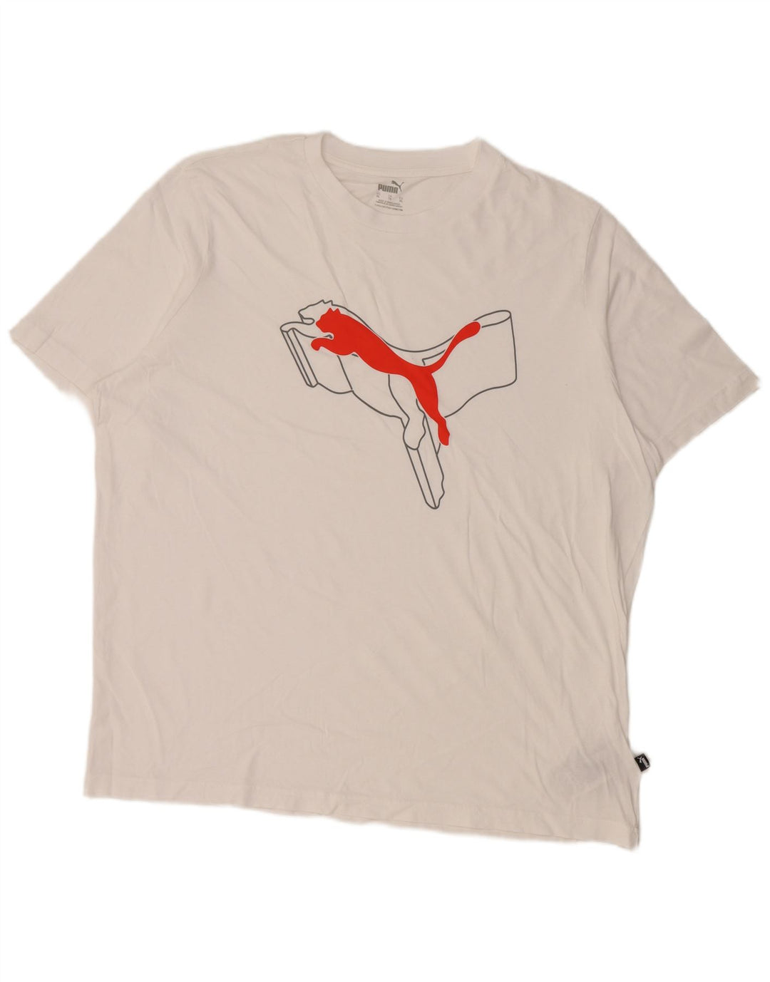 Puma Herren Grafik T-Shirt Top XL Weiß Baumwolle