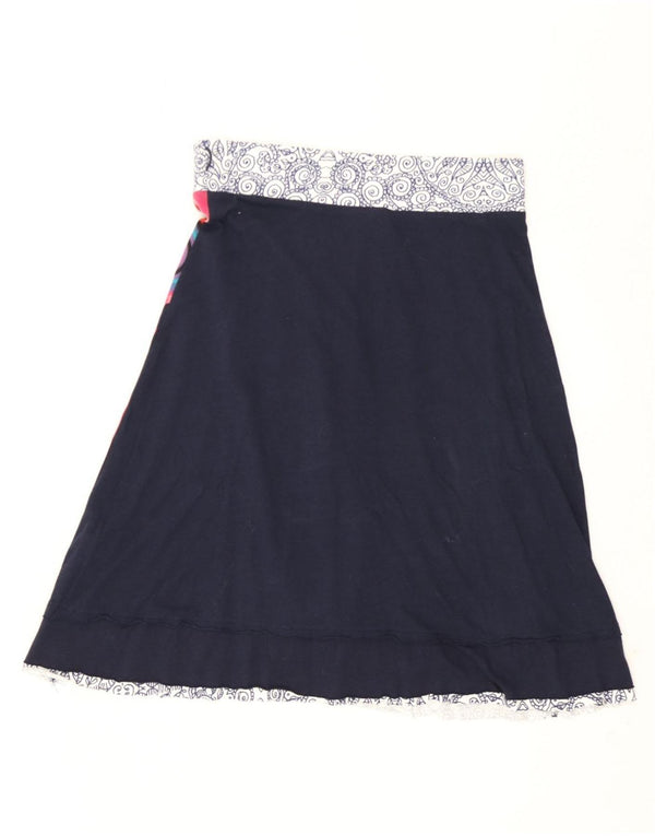 Desigual Damen A-Linienrock Medium W28 Marineblaue Blumenbaumwolle