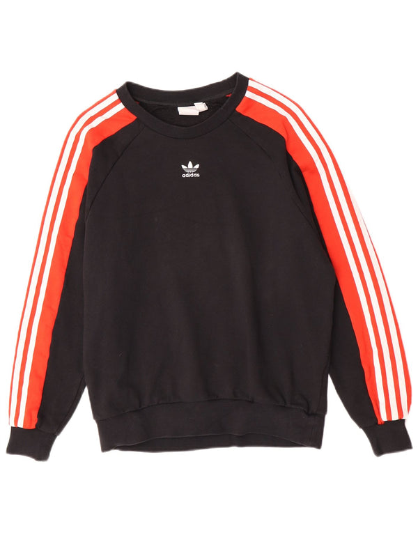 Adidas Damen Graphic Sweatshirt Pullover UK 10 Small Schwarz Colourblock