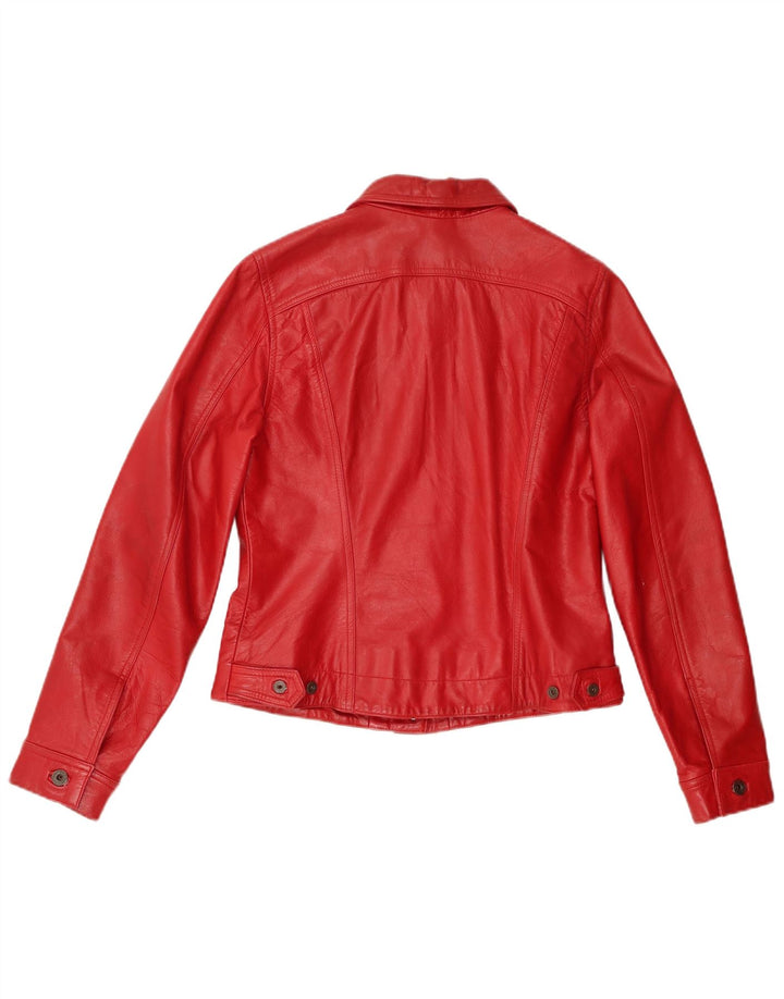 Stradivarius Damen Lederjacke UK 14 Großes rotes Leder