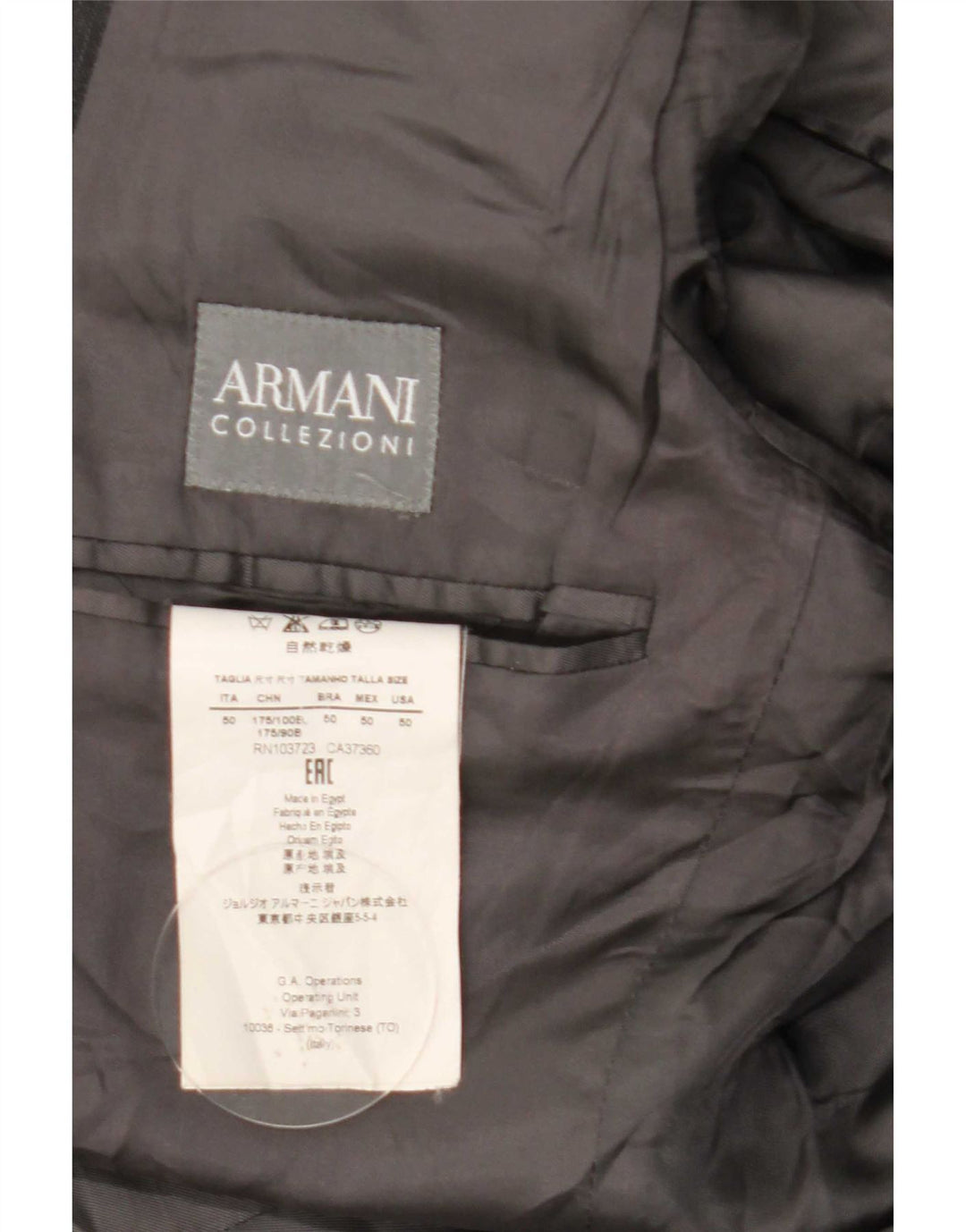 Armani Collezioni Herren-Blazer mit 2 Knöpfen, IT 50, große graue Wolle