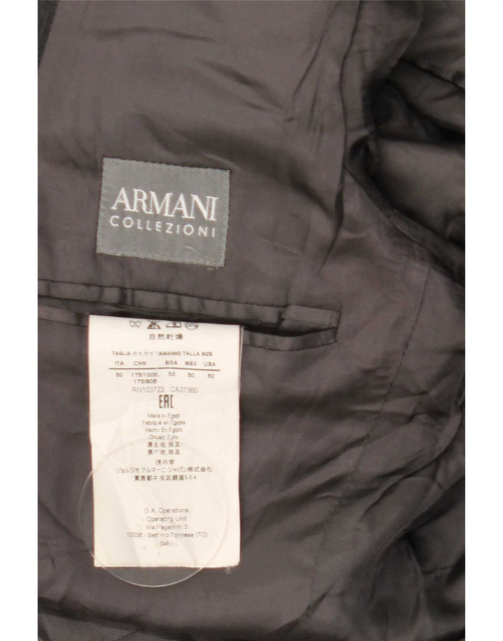Armani Collezioni Herren-Blazer mit 2 Knöpfen, IT 50, große graue Wolle
