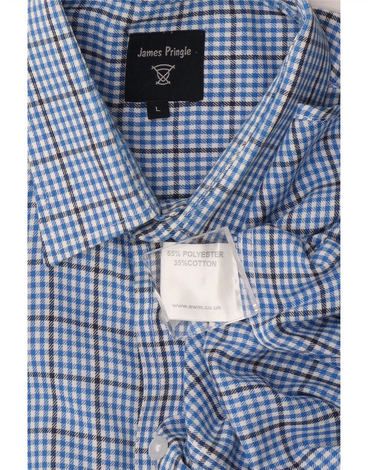 JAMES PRINGLE Mens Flannel Shirt Large Blue Check Polyester Vintage James Pringle and Second-Hand James Pringle from Messina Hembry 