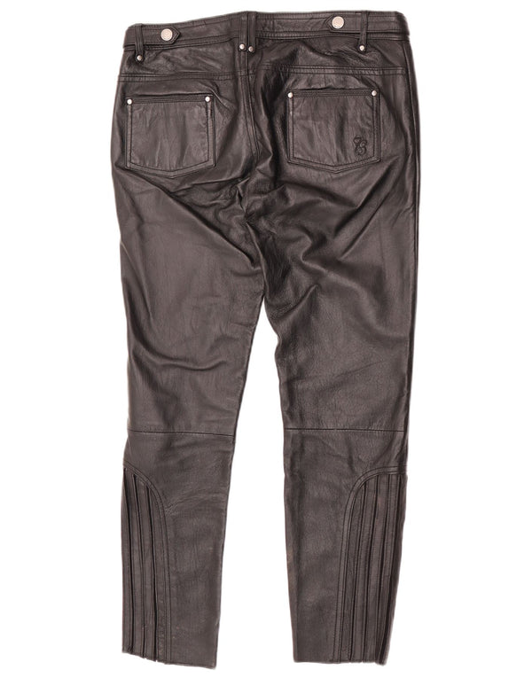 PEPE Jeans Damen Slim Lederhose W28 L27 Schwarzes Leder