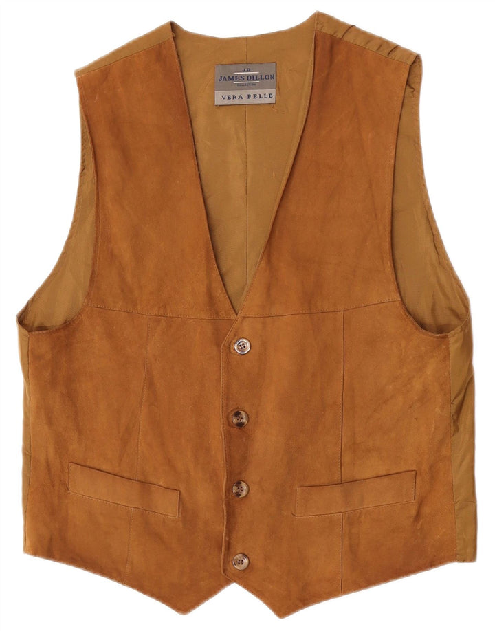 James Dillon Herren-Wildlederweste, mittelbeiges Leder