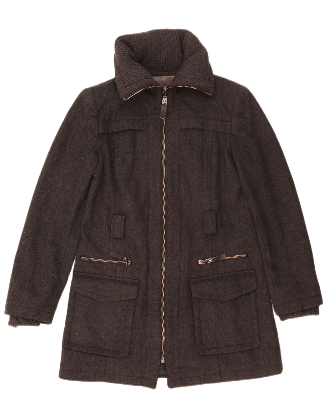 ZARA Damen Mantel UK 14 Große graue Wolle