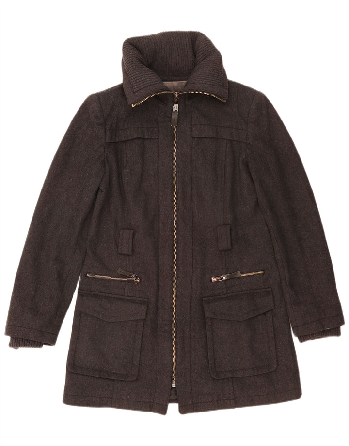 ZARA Damen Mantel UK 14 Große graue Wolle