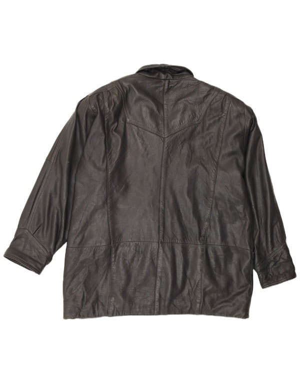 Vintage Damen Lederjacke EU 48 2XL Schwarz