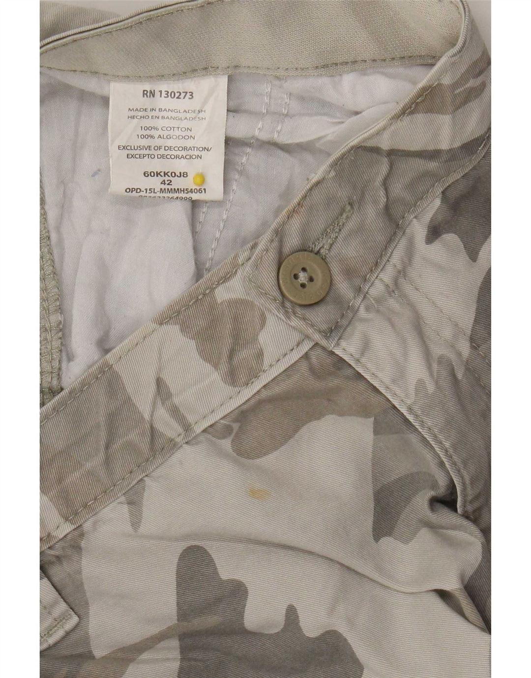 Wrangler Herren Cargo-Shorts W42 2XL Graue Camouflage-Baumwolle
