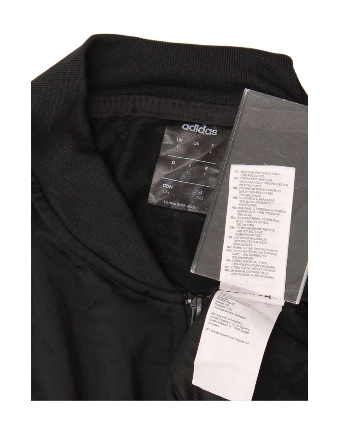 ADIDAS Herren-Trainingsanzug-Top-Jacke, großes schwarzes Polyester