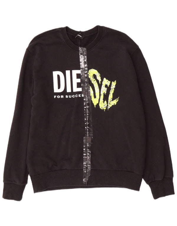 Diesel Jungen-Sweatshirt mit Grafik, 15–16 Jahre, schwarze Baumwolle