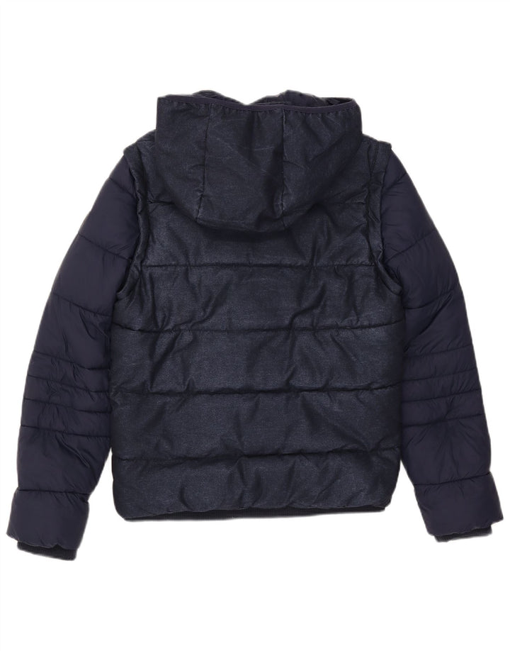 Guess Wattierte Herrenjacke mit Kapuze, UK 36, Größe S, Marineblau, Polyester